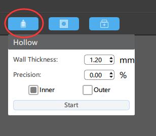 Hollow feature in chitubox