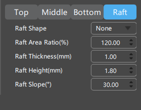 raft settings in CHITUBOX
